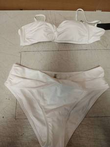 lot 43851 image: White Two-Piece Bikini Swimsuit Large - Retail $25