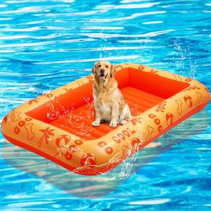 lot 43854 image: JellyArch Dog Float for Summer Pool 60 x 33. 5 Inflatable Dog Pool Float with Rope and Handle Durable and Foldable Pet Raft Lake Floating Raft for Small Medium Large Dogs, Hold up to 220 Lbs(blue) - Retail $33