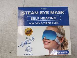 lot 43881 image: Monier Steam Eye Mask Self Heating for Dry and Tired Eyes - 20 Pack - Retail $15