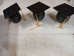 lot 43883 image: Set of 3 Black Graduation Cups with Gold Tassels  - Retail $15