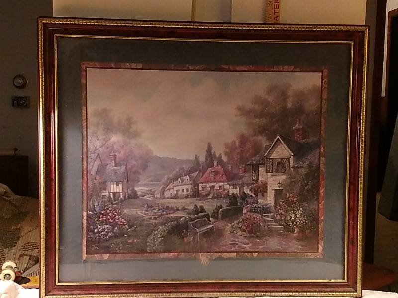 lot 16083 image: Countryside cottages framed with Matte print