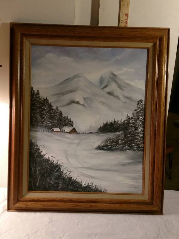 lot 16080 image: Snowy Mountains Framed painting
