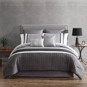 lot 9165 image: Hallmart Collectibles 8pc Queen Rossi Comforter Set Gray - Retail $100