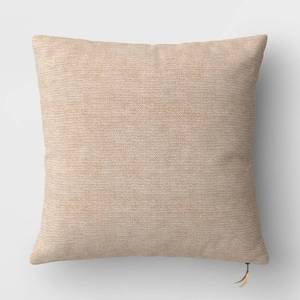 lot 9212 image: Square Chunky Linen Pillow with Exposed Zipper Neutral - Threshold - Retail $25
