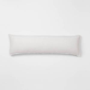 lot 9232 image: Lumbar Heavyweight Linen Blend Throw Pillow Light Gray - Casaluna Rectangle, Rayon Weave, Indoor Use, Hidden Zipper - Retail $59