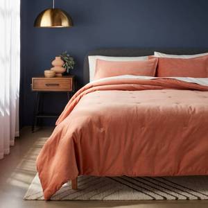 lot 9251 image: King Velvet Comforter and Sham Set Light Terracotta - Threshold OEKO-TEX Certified, Machine Washable, 3-Piece Set - Retail $119