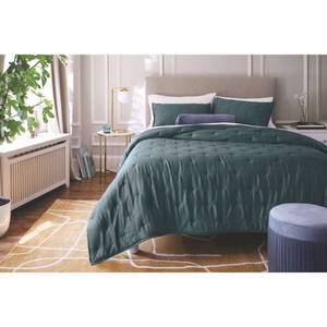 lot 9256 image: 3pc King TENCEL Comforter and Sham Set Dark Teal Blue - Threshold - Retail $119