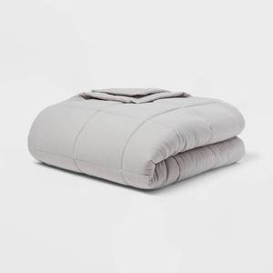 lot 9262 image: FullQueen Quilted Down Alternative Bed Blanket Gray - Room Essentials Woven, Reversible, Machine Washable - Retail $25