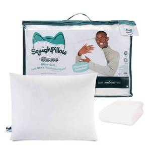 lot 9263 image: SquishPillow by Original Squishmallows Medium Bed Pillow and Ultra Soft Pillowcase Cover - Retail $30