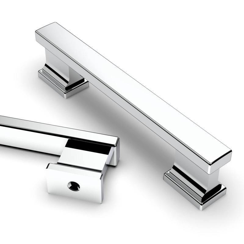 lot 56233 image: 10 Pack 3.75 Inch(96mm) Polished Chrome Kitchen Cabinet Handles, Cabinet Pulls Kitchen Cabinet Hardware for Cupboard Drawer Pulls - Retail $41