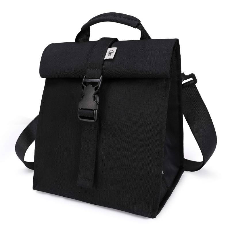 lot 56246 image: Insulated Lunch Bag Rolltop Lunch Box for Women, Men, Adults and Teens (Black) - Retail $25