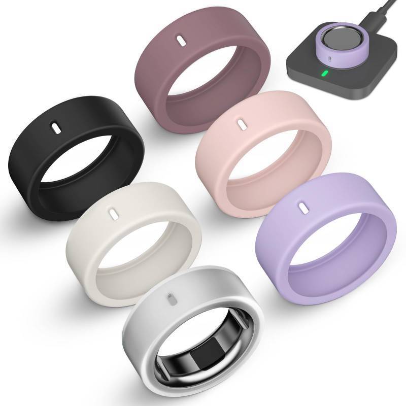 lot 56322 image: 6 Pack Ultra-Thin Cover Compatible with Oura Ring Gen 44 CeramicGen 3 HorizonHeritageUltrahuman, Support Charging with Cover on, Anti-Scratch Elastic Silicone Rings Protector Accessories Men Women - Retail $10