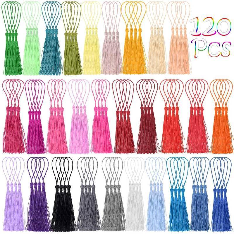lot 56372 image: Bookmark Tassels Silky Handmade Soft Craft Mini Tassels with Loops for Bookmarks, Crafts and Jewelry Making, 30 Colors - Retail $9