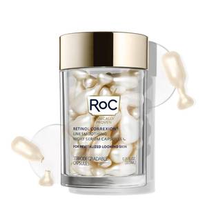 RoC Retinol Correxion Anti-Aging Wrinkle Night Serum, Retinol Serum for Face, Daily Treatment for Fine Lines, Post Acne Scars, 30 Capsules, Unscented, 0.35 Fl Oz - Retail: $25