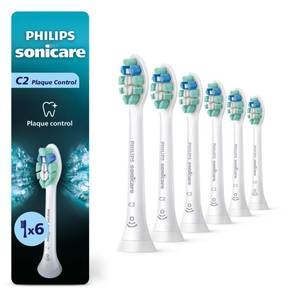 lot 27070 image: Philips Sonicare C2 Plaque Control - Genuine Replacement Electric Toothbrush Heads, White, 6 Pack Up to 18 Month Supply, HX902677 - Retail $40