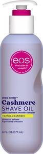 lot 27087 image: eos Cashmere Shave Oil Vanilla Cashmere, Moisturizing Shave Oil with Shea Butter & Glycerin, Helps Prevents Irritation & Razor Burn, Vegan, 6 fl oz - Retail $8