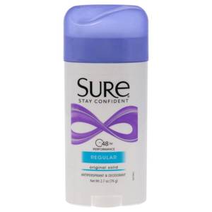 lot 27089 image: Sure Reg Solid Size 2.7z Sure Regular Original Solid Anti-Perspirant Deodorant - Retail $7