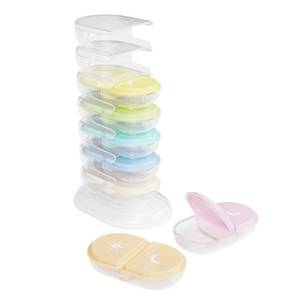 lot 27100 image: EZY DOSE Weekly (7-Day) AMPM Pill Organizer Tower, Stackable Medication Dispenser, Portable Travel Pill Box with Morning & Evening Compartments, Easy-to-Use Daily Vitamin Storage Case, Rainbow - Retail $10