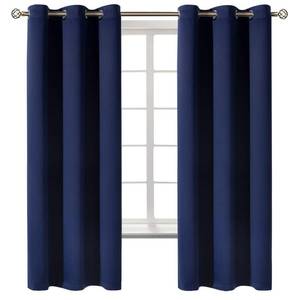 lot 27108 image: Blackout Curtains for Bedroom 63 Inches Long - Navy Blue Room Darkening Thermal Insulated Sunlight Blocking Grommet Window Drapes for Kids Boys Room, Set of 2 Panels, 42 x 63 Inch - Retail $14