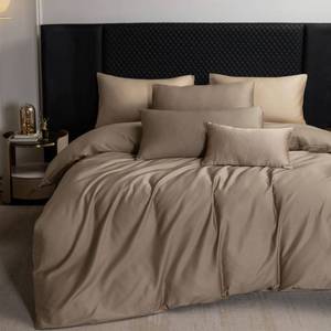 lot 27129 image: Duvet Cover Set, 100% Extra Long Staple Cotton 600 Thread Count Sateen Smooth Luxury Breathable Hotel Quality Cooling Bedding for All Season, 3 Pieces (Mocha Brown, Queen 90x90) - Retail $70