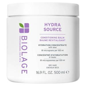 lot 27160 image: Biolage Hydra Source Conditioning Balm - Moisturizes, Detangles & Adds Softness, For Dry Hair, Infused with Fermented Aloe & Micro-Filtered Hyaluronic Acid, Vegan & Paraben-Free, 16.9 Fl Oz - Retail $45