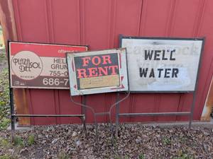 lot 12 image: Collection of Metal Real Estate Signs with Stands