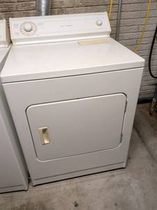 Heavy duty extra large capacity for cycle three temperature Whirlpool dryer. In Basement