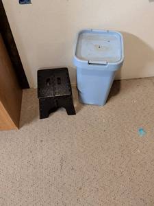 lot 97 image: Small trash can foldable step stool