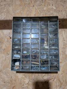 lot 100 image: Multi-Drawer Parts Storage Cabinet with Hardware Components
