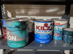 lot 120 image: Mixed Interior Paint Collection Including Kilz Primer and Olympic Icon