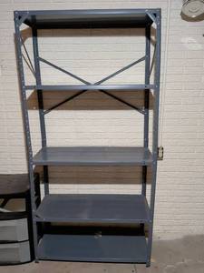 lot 158 image: Gray Metal 5-Tier Storage Shelving Unit