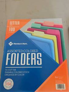 lot 268 image: Members Mark Colored File Folders Letter Size 100 Count