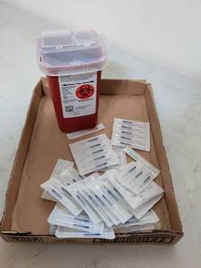 lot 274 image: Medical Sharps Disposal Container with Bulk Needles