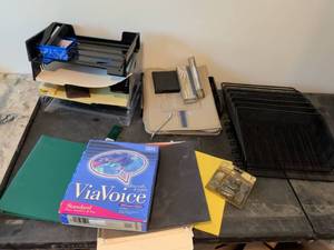 lot 289 image: Office Supply Lot with IBM ViaVoice Software and Desk Organizers