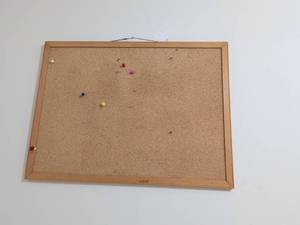 lot 324 image: Wooden Framed Cork Board with Hanging Wire