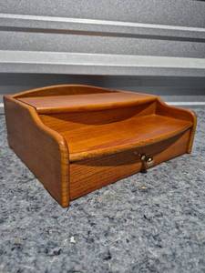 lot 14 image: Wooden Desk Organizer with Drawer - Retail $25