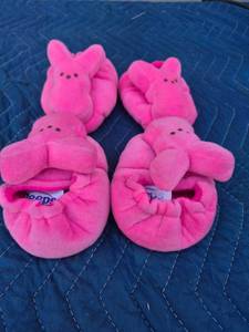 lot 106 image: Pink Peeps Bunny Plush Slippers - Retail $15