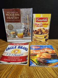 lot 131 image: Cookbook Collection Bundle - Modern Pantry, Campbells Slow Cooker, Eagle Brand, Lipton Recipe Books - Retail $15