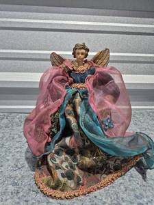 lot 133 image: Decorative Angel Figurine with Fabric Robes - Retail $15