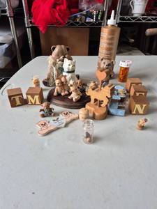 lot 148 image: Mixed Teddy Bear and Animal Figurine Collection with Wooden Toys - Retail $25