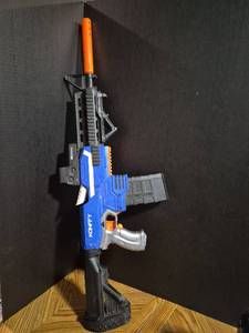 lot 183 image: Nerf Konnon Blue Motorized Blaster with Tactical Rail System - Retail $25