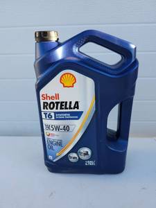 lot 205 image: Shell Rotella T6 5W-40 Synthetic Diesel Engine Oil 1 Gallon - Open - NEARLY Full - Retail $25