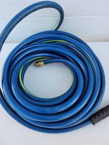 lot 207 image: Blue Garden Hose with Brass Fittings - Retail $25
