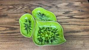MCM numbered Treasure Craft Green Ceramic Leaf Serving dish