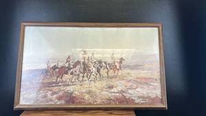lot 4408 image: Sun River War Party by Charles M. Russell Framed Art Print 18 x 30