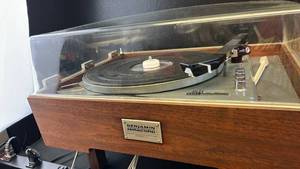 Benjamin Miracord Turntable with Elac Tonearm and Wood Cabinet