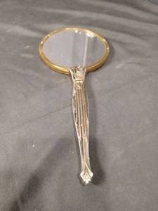 lot 4592 image: Ornate Silver Plated Magnifying mirror with Decorative Handle