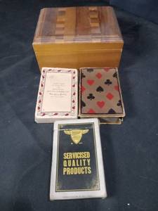 lot 4599 image: Wooden Playing Card Set with Storage Box
