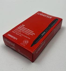 lot 150 image: Universal Permanent Markers Black Fine Tip - 12 Pack