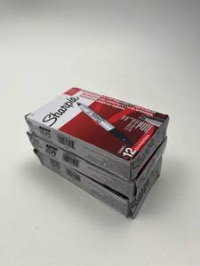 lot 155 image: Lot of 3 Sharpie Permanent Markers Double-Sided Fine and Ultra Fine Point Black 12 Count